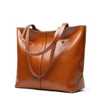 Women Commute Large Capacity Good Quality Genuine Leather Tote Bag - Image 2