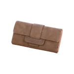 Vintage Lichi Grain Long Wallet With Buckle Design For Women