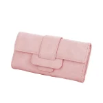 Vintage Lichi Grain Long Wallet With Buckle Design For Women - Image 2