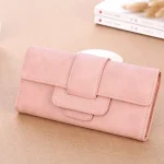 Vintage Lichi Grain Long Wallet With Buckle Design For Women - Image 4