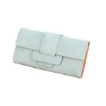 Vintage Lichi Grain Long Wallet With Buckle Design For Women - Image 7