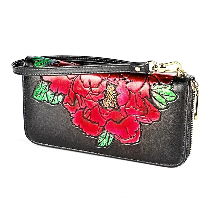 327GL191_120600.webp Women Fashion Embossing Decorative Zipper Leather Purse - Image 1