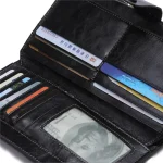 Women Simple Solid Color Antimagnetic Zipper Leather Purse - Image 4