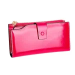 Women Simple Solid Color Antimagnetic Zipper Leather Purse - Image 6