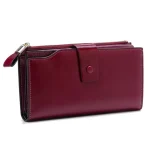 Women Simple Solid Color Antimagnetic Zipper Leather Purse - Image 7