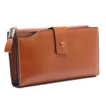 Women Simple Solid Color Antimagnetic Zipper Leather Purse - Image 8