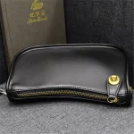 Women Fashion Solid Color Zipper Metal Decorative Genuine Leather Bag - Image 3