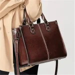 Women Fashion Solid Color Large Capacity Genuine Leather Bag