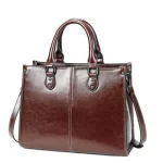 Women Fashion Solid Color Large Capacity Genuine Leather Bag - Image 2
