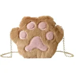 Women Cute Plush Metal Chain Zipper Crossbody Bag - Image 2