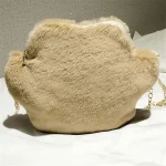 Women Cute Plush Metal Chain Zipper Crossbody Bag - Image 3