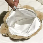 Women Cute Plush Metal Chain Zipper Crossbody Bag - Image 4