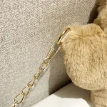 Women Cute Plush Metal Chain Zipper Crossbody Bag - Image 8