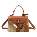 Women Fashion Color Blocking Metal Decorative Crossbody Bag - Image 2
