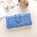 Women Retro Solid Color Geometric Suture Tirfold Purse - Image 7
