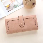 Women Retro Solid Color Geometric Suture Tirfold Purse - Image 8