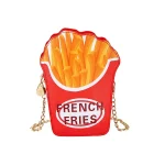 Women Creative Hamburger And French Fries Metal Chain Crossbody Bag - Image 7