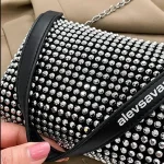 Women Fashion Rhinestone Metal Chain Square Evening Bag - Image 3
