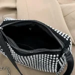 Women Fashion Rhinestone Metal Chain Square Evening Bag - Image 4