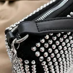 Women Fashion Rhinestone Metal Chain Square Evening Bag - Image 5