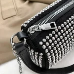 Women Fashion Rhinestone Metal Chain Square Evening Bag - Image 6