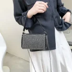Women Fashion Rhinestone Metal Chain Square Evening Bag - Image 7
