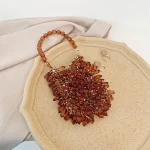 Women Fashion Acrylic Beaded Handle Evening Bag - Image 8