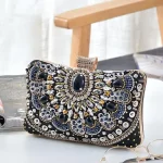 Women Fashion Acrylic Rhinestone Lock Clasp Evening Bag - Image 2