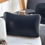 Women Fashion Acrylic Rhinestone Lock Clasp Evening Bag - Image 3