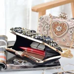 Women Fashion Acrylic Rhinestone Lock Clasp Evening Bag - Image 4