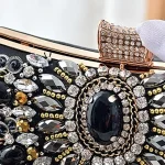 Women Fashion Acrylic Rhinestone Lock Clasp Evening Bag - Image 5