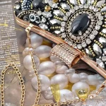 Women Fashion Acrylic Rhinestone Lock Clasp Evening Bag - Image 6