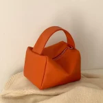 Women Unique Solid Color PU Handle Square Bag