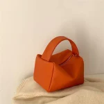 Women Unique Solid Color PU Handle Square Bag - Image 2