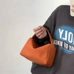 Women Unique Solid Color PU Handle Square Bag - Image 4