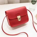 Women Solid Color Metal Lock Clasp Crossbody Bag