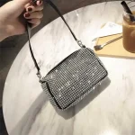 Women Fashion Rhinestone Decorative Small Square Crossbody Bag - Image 6