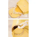 Women Simple Solid Color Crocodile Printed PU Crossbody Bags - Image 3