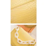 Women Simple Solid Color Crocodile Printed PU Crossbody Bags - Image 4