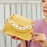 Women Simple Solid Color Crocodile Printed PU Crossbody Bags - Image 7