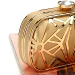 Women Chic Stripe Decoration Solid Color Crossbody Handle Evening Bag