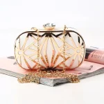 Women Chic Stripe Decoration Solid Color Crossbody Handle Evening Bag - Image 2