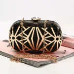Women Chic Stripe Decoration Solid Color Crossbody Handle Evening Bag - Image 6