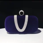 Women Chic Rhinestone Inlay Solid Color Clutch Square Evening Bag - Image 3
