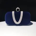 Women Chic Rhinestone Inlay Solid Color Clutch Square Evening Bag - Image 4