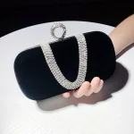 Women Chic Rhinestone Inlay Solid Color Clutch Square Evening Bag - Image 5