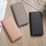 Multi-Card Women Casual Zipper Design Stone Pattern Solid Color Large Capacity Purse