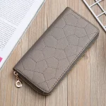 Multi-Card Women Casual Zipper Design Stone Pattern Solid Color Large Capacity Purse - Image 7