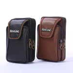 Men Vertical Mobile Phone Bag Double-Layer Zipper Coin Purse