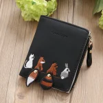 Women Cartoon Design Letter Pattern Solid Color Wallet